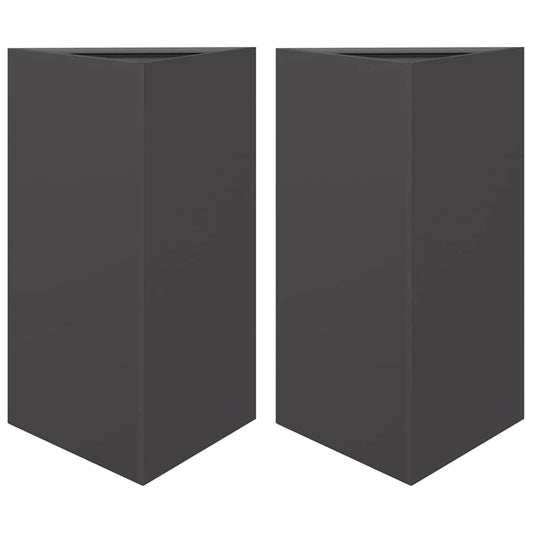 Garden Planters 2 pcs Black Triangular 50x43x75 cm Steel