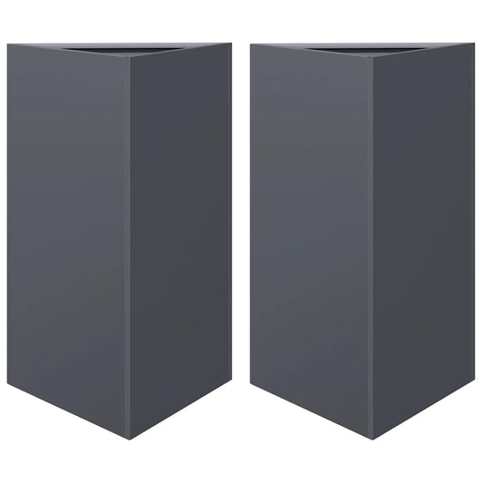 Garden Planters 2 pcs Anthracite Triangular 50x43x75 cm Steel