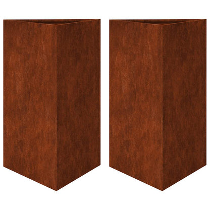 Garden Planters 2 pcs Triangular 50x43x75 cm Weathering Steel
