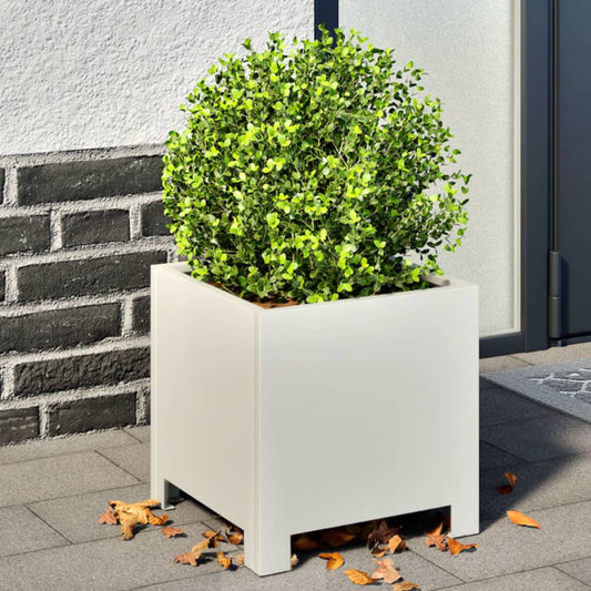 Garden Planters 2 pcs White 30x30x30 cm Steel