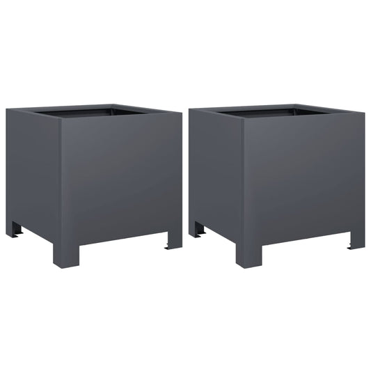 Garden Planters 2 pcs Anthracite 30x30x30 cm Steel