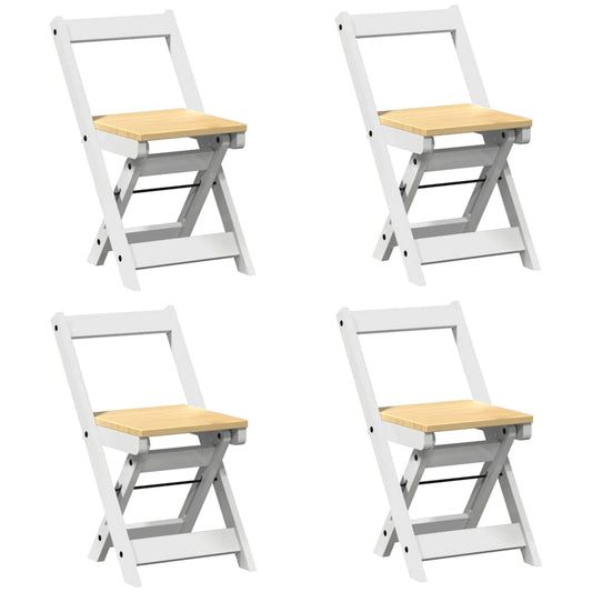 Folding Chairs 4 pcs "Corona" White Solid Wood Pine