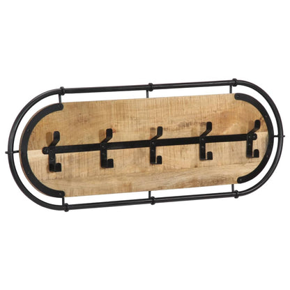 Wall-mounted Coat Rack with 5 Hooks Solid Wood Rough Mango