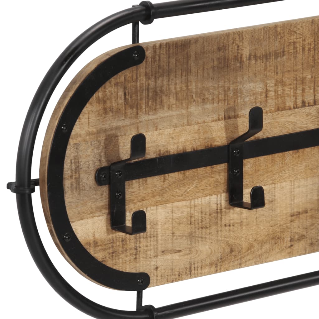 Wall-mounted Coat Rack with 5 Hooks Solid Wood Rough Mango