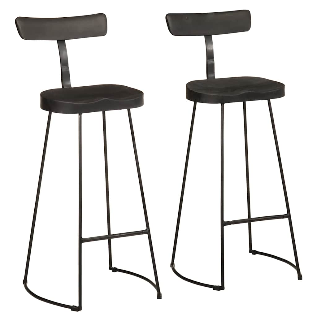 Bar Stools 2 pcs Black 49x43x103 cm Solid Wood Mango