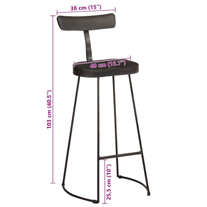 Bar Stools 2 pcs Black 49x43x103 cm Solid Wood Mango