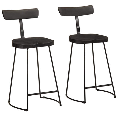 Bar Stools 2 pcs Black 49x43x88 cm Solid Wood Mango