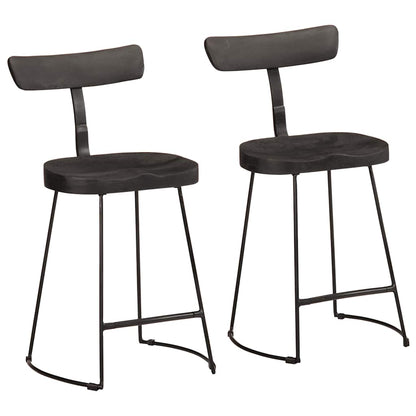 Bar Stools 2 pcs Black 49x43x79 cm Solid Wood Mango