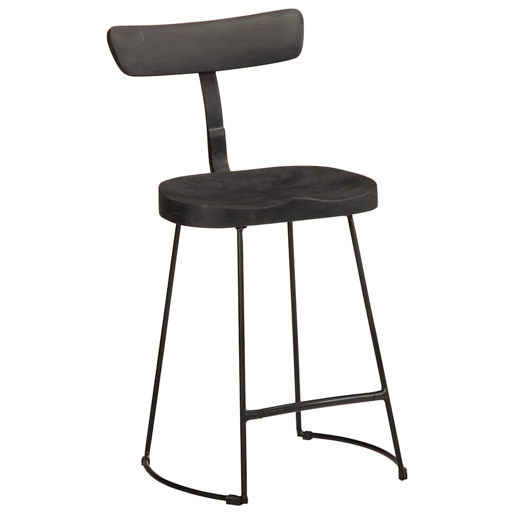 Bar Stools 2 pcs Black 49x43x79 cm Solid Wood Mango