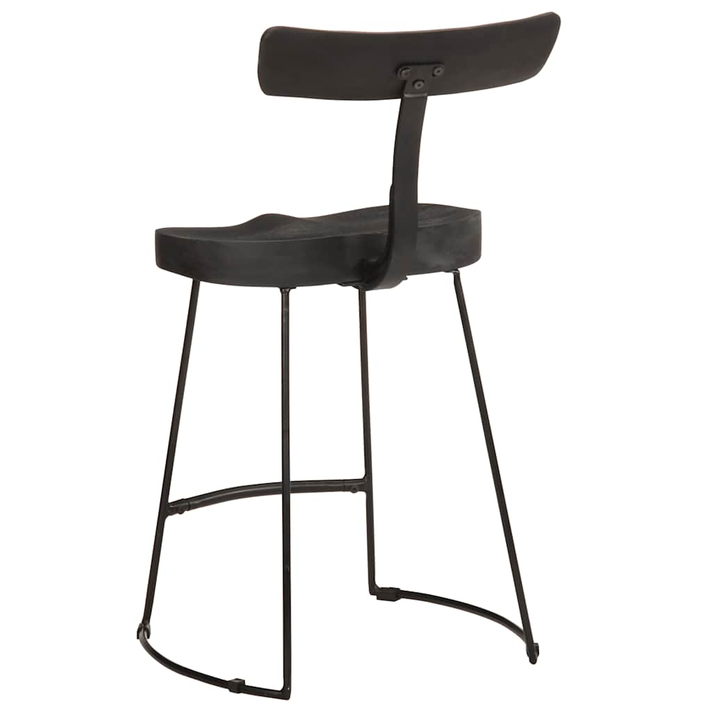 Bar Stools 2 pcs Black 49x43x79 cm Solid Wood Mango