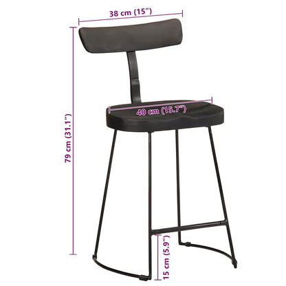 Bar Stools 2 pcs Black 49x43x79 cm Solid Wood Mango