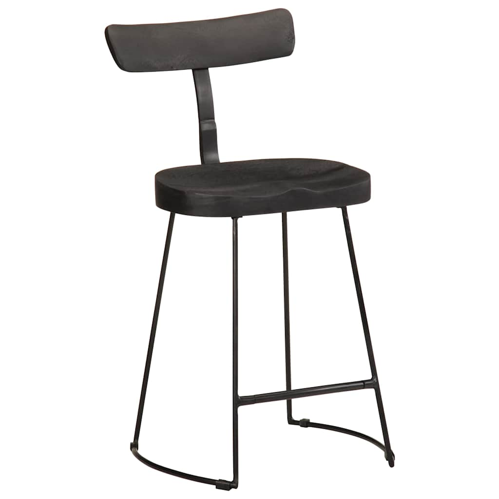 Bar Stools 2 pcs Black 49x43x79 cm Solid Wood Mango