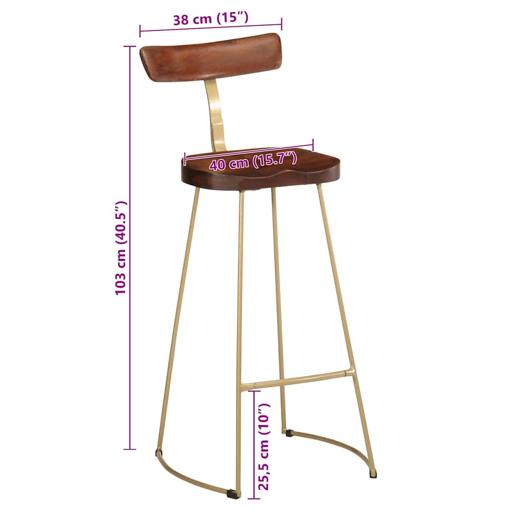 Bar Stools 2 pcs 49x43x103 cm Solid Wood Mango