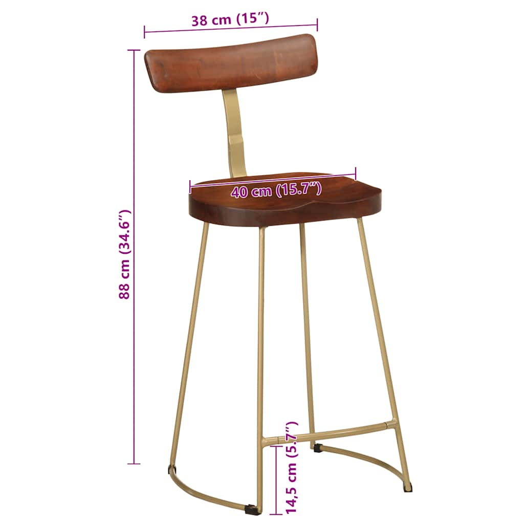 Bar Stools 2 pcs 49x43x88 cm Solid Wood Mango