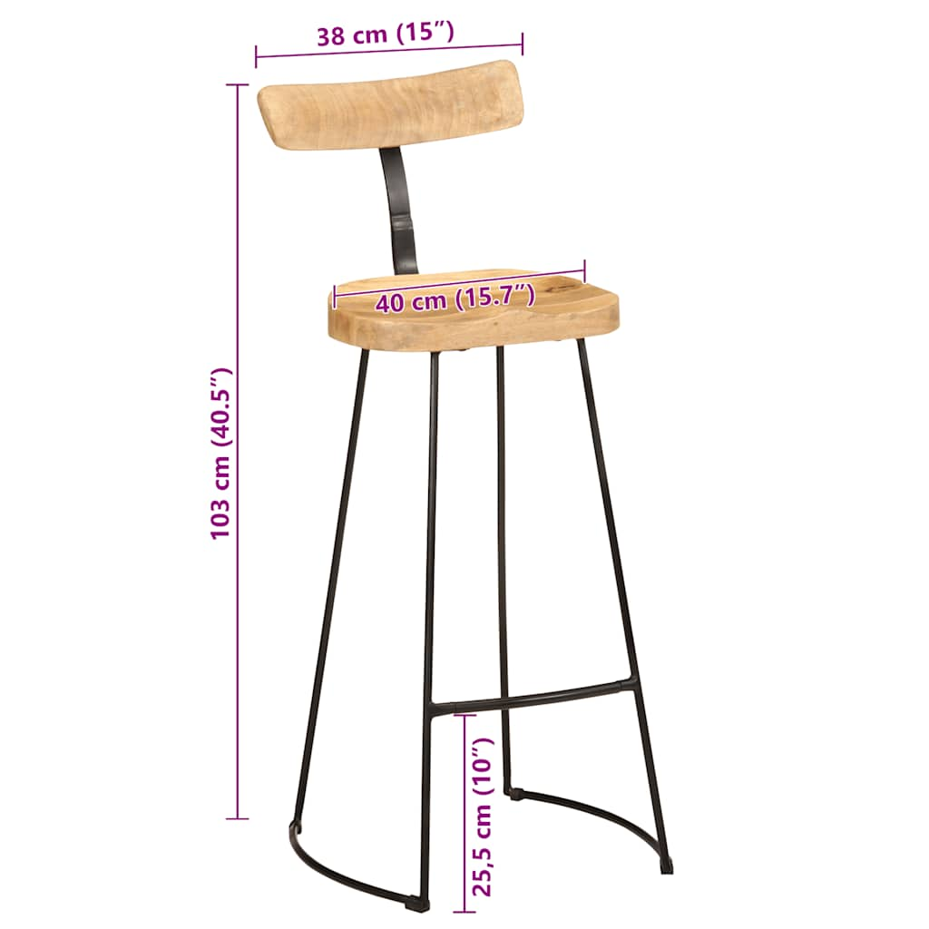 Bar Stools 2 pcs 49x43x103 cm Solid Wood Mango