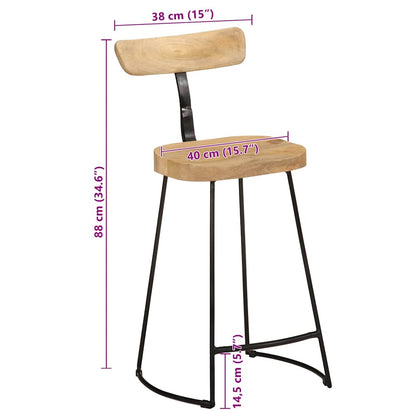 Bar Stools 2 pcs 49x43x88 cm Solid Wood Mango