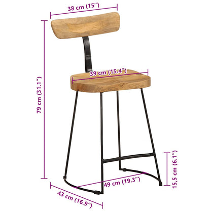 Bar Stools 2 pcs 49x43x79 cm Solid Wood Mango