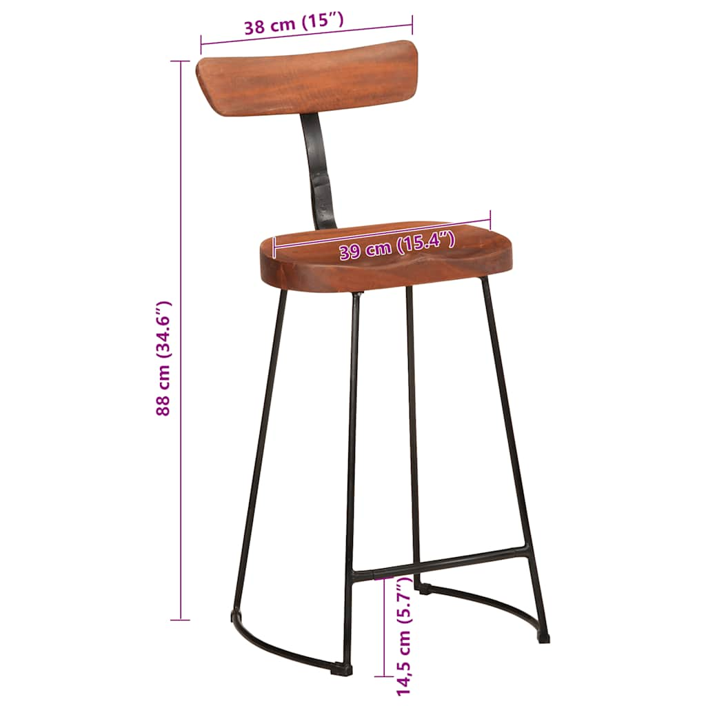 Bar Stools 2 pcs 49x43x88 cm Solid Wood Mango