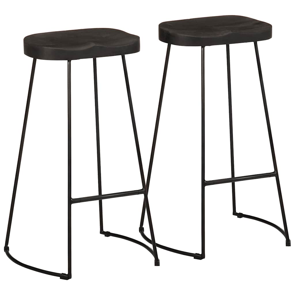 Bar Stools 2 pcs Black 45x40x78 cm Solid Wood Mango