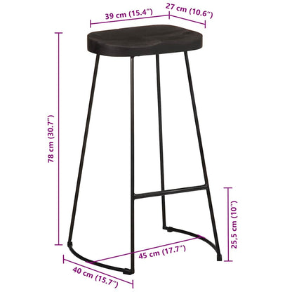 Bar Stools 2 pcs Black 45x40x78 cm Solid Wood Mango