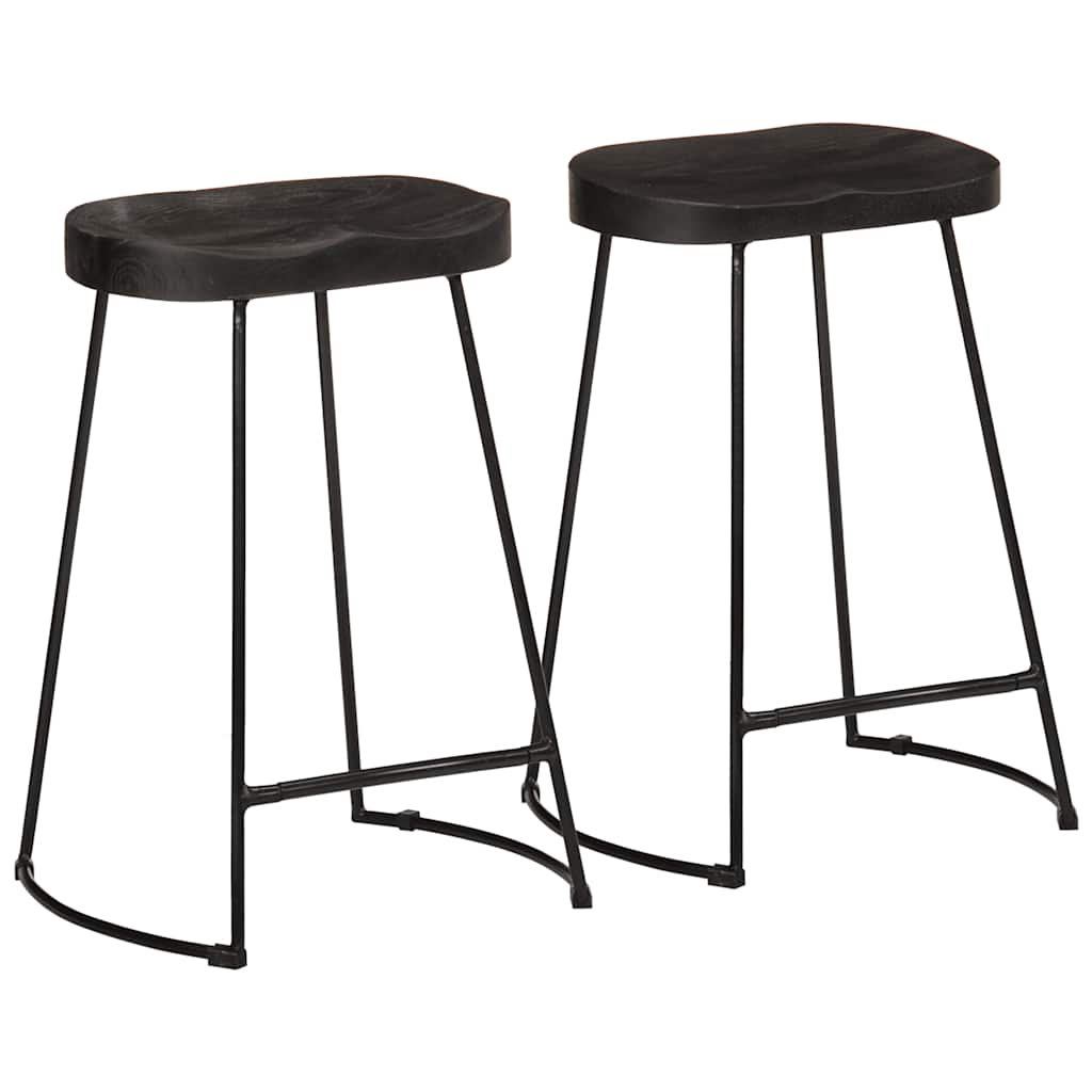 Bar Stools 2 pcs Black 45x40x62 cm Solid Wood Mango