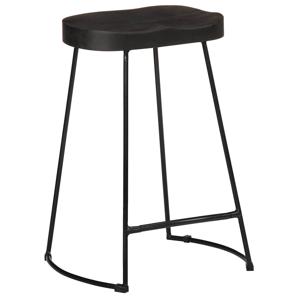 Bar Stools 2 pcs Black 45x40x62 cm Solid Wood Mango