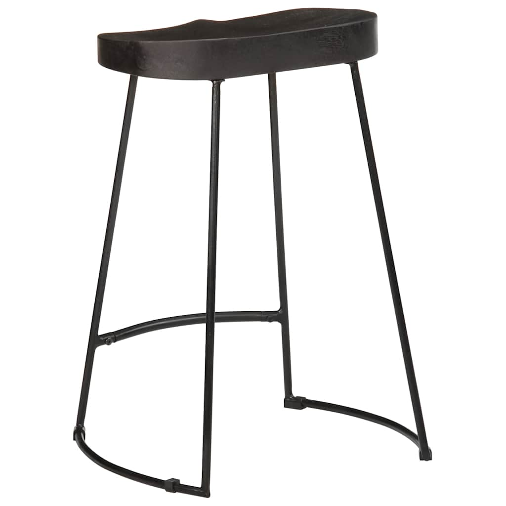 Bar Stools 2 pcs Black 45x40x62 cm Solid Wood Mango