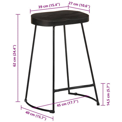 Bar Stools 2 pcs Black 45x40x62 cm Solid Wood Mango