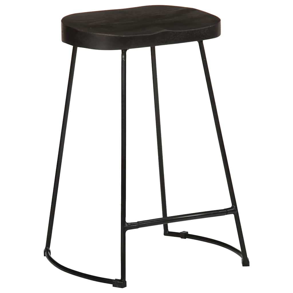 Bar Stools 2 pcs Black 45x40x62 cm Solid Wood Mango