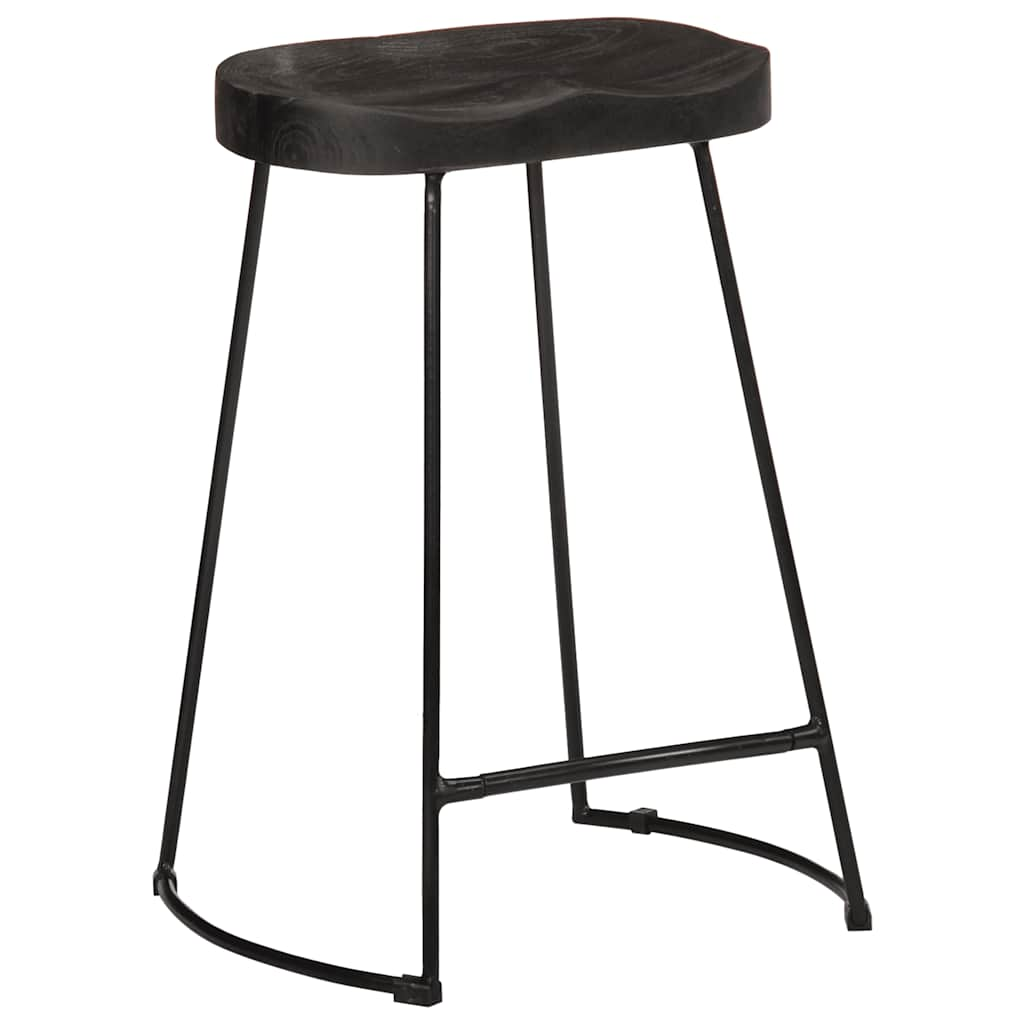 Bar Stools 2 pcs Black 45x40x62 cm Solid Wood Mango