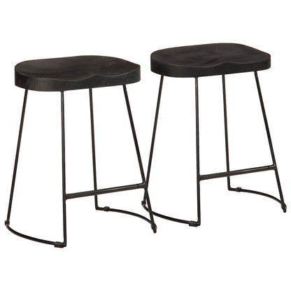 Bar Stools 2 pcs Black 46x38x52 cm Solid Wood Mango