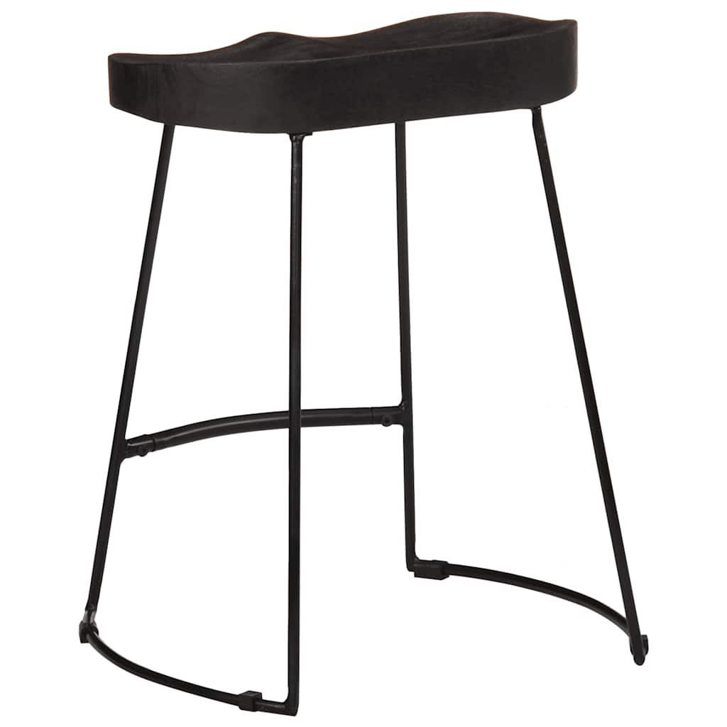 Bar Stools 2 pcs Black 46x38x52 cm Solid Wood Mango