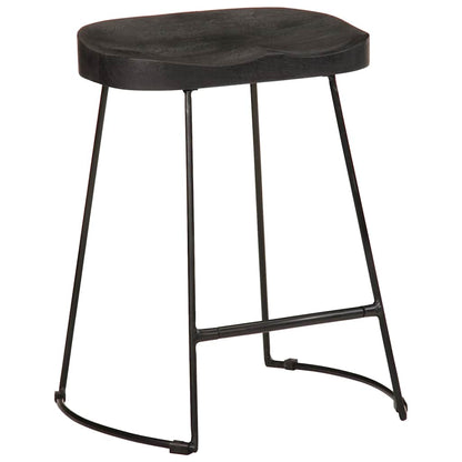 Bar Stools 2 pcs Black 46x38x52 cm Solid Wood Mango