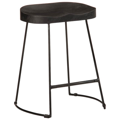 Bar Stools 2 pcs Black 46x38x52 cm Solid Wood Mango