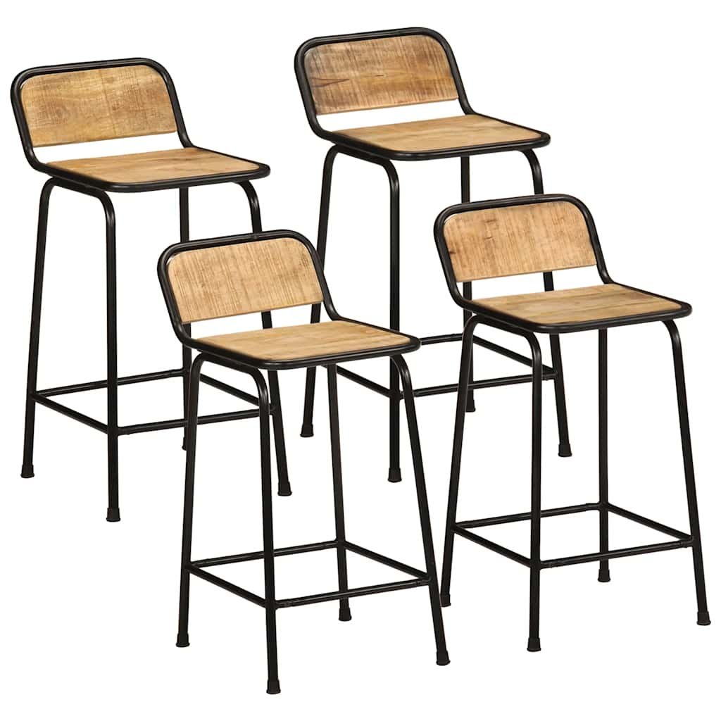 Bar Stools 4 pcs 46x35.5x80 cm Solid Wood Rough Mango