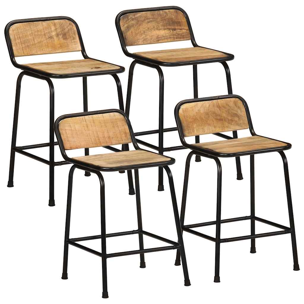 Bar Stools 4 pcs 46x35.5x70 cm Solid Wood Rough Mango