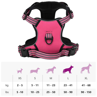 Dog Harness with Reflective Stripes Adjustable Pink L