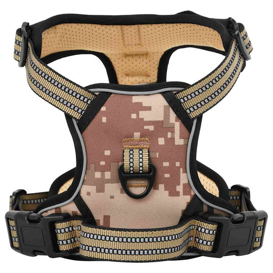 Dog Harness with Reflective Stripes Adjustable Camouflage Brown XL