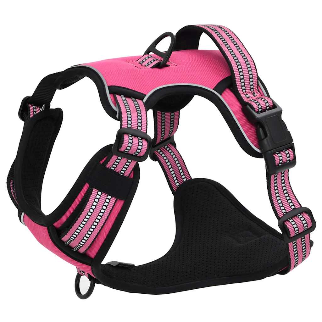 Dog Harness with Lead & Collar Adjustable Pink L