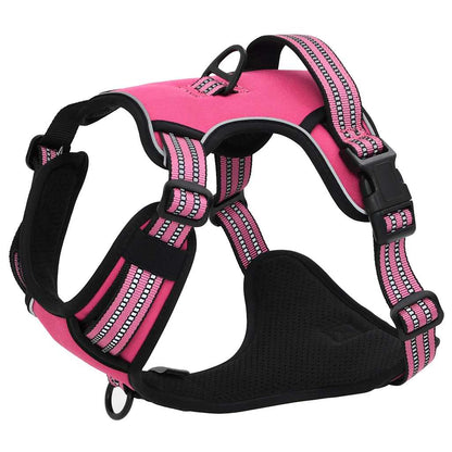 Dog Harness with Lead & Collar Adjustable Pink L