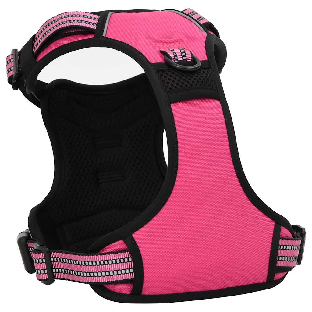 Dog Harness with Lead & Collar Adjustable Pink L