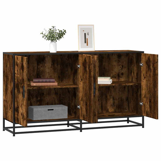 Sideboard Smoked Oak 134x35x76 cm Engineered Wood