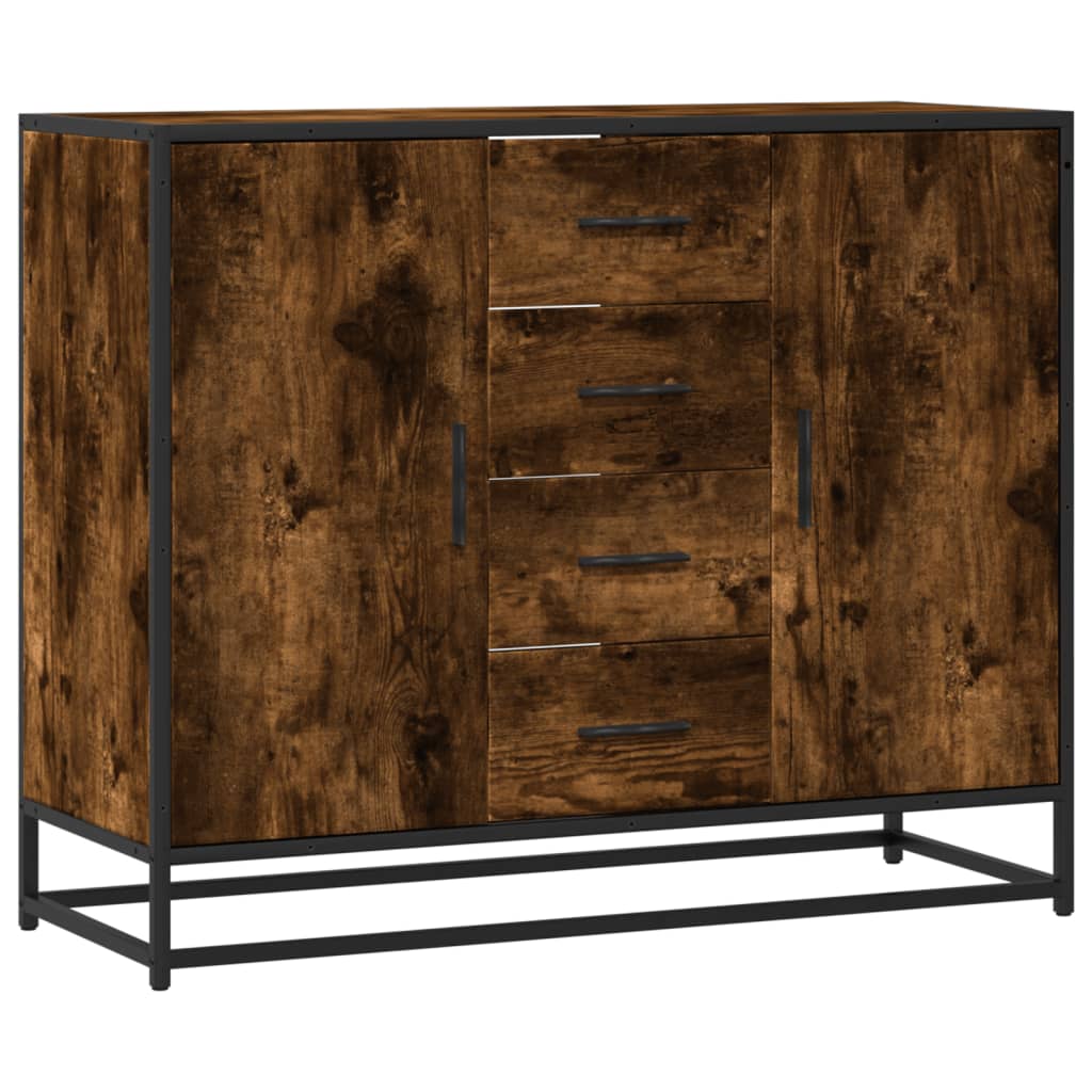 Sideboard Smoked Oak 92x35x76 cm Engineered Wood