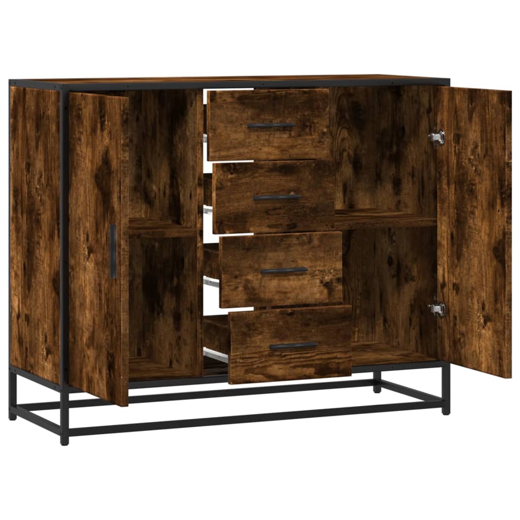 Sideboard Smoked Oak 92x35x76 cm Engineered Wood