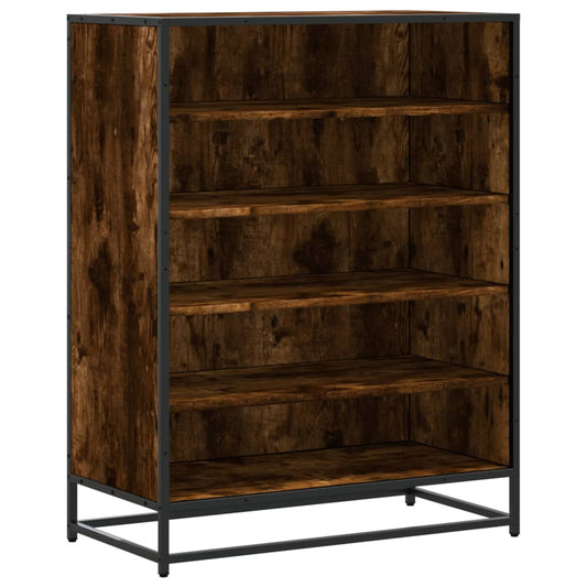 Shoe Cabinet Smoked Oak 75x38x97.5 cm Engineered Wood and Metal
