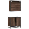 2 Piece Bathroom Furniture Set Brown Oak Engineered Wood