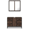 2 Piece Bathroom Furniture Set Brown Oak Engineered Wood