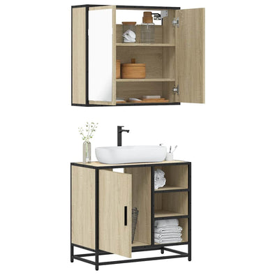 2 Piece Bathroom Furniture Set Sonoma Oak Engineered Wood