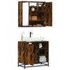 2 Piece Bathroom Furniture Set Smoked Oak Engineered Wood