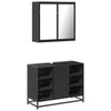 2 Piece Bathroom Furniture Set Black Engineered Wood
